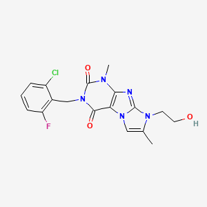 molecular formula C18H17ClFN5O3 B2687448 3-(2-chloro-6-fluorobenzyl)-8-(2-hydroxyethyl)-1,7-dimethyl-1H-imidazo[2,1-f]purine-2,4(3H,8H)-dione CAS No. 919008-91-6