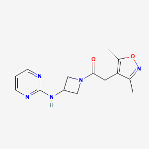 molecular formula C14H17N5O2 B2687455 2-(3,5-二甲基异噁唑-4-基)-1-(3-(嘧啶-2-基氨基)氮杂环丁烷-1-基)乙酮 CAS No. 2320143-07-3