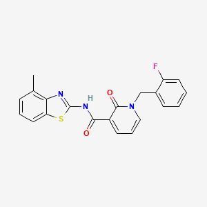 molecular formula C21H16FN3O2S B2687460 1-(2-氟苄基)-N-(4-甲基苯并[d]噻唑-2-基)-2-氧代-1,2-二氢嘧啶-3-羧酰胺 CAS No. 941904-05-8