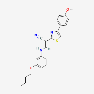 molecular formula C23H23N3O2S B2687464 (2E)-3-[(3-丁氧基苯基)氨基]-2-[4-(4-甲氧基苯基)-1,3-噻唑-2-基]丙-2-烯腈 CAS No. 477291-94-4