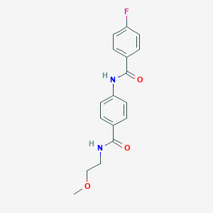 molecular formula C17H17FN2O3 B268748 4-fluoro-N-(4-{[(2-methoxyethyl)amino]carbonyl}phenyl)benzamide 
