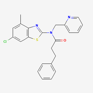 molecular formula C23H20ClN3OS B2687489 N-(6-chloro-4-methyl-1,3-benzothiazol-2-yl)-3-phenyl-N-[(pyridin-2-yl)methyl]propanamide CAS No. 920213-65-6