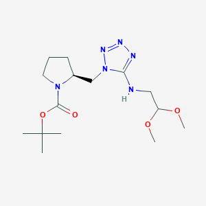 molecular formula C15H28N6O4 B2687495 N-(2,2-Dimethoxyethyl)-1-[[(2S)-1-(tert-butoxycarbonyl)-2alpha-pyrrolidinyl]methyl]-1H-tetrazole-5-amine CAS No. 1212094-46-6