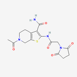6-acetyl-2-[[2-(2,5-dioxopyrrolidin-1-yl)acetyl]amino]-5,7-dihydro-4H-thieno[2,3-c]pyridine-3-carboxamide