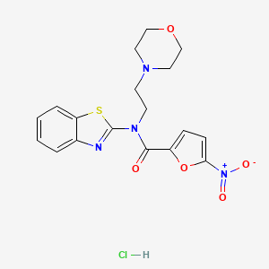 molecular formula C18H19ClN4O5S B2687518 N-(benzo[d]thiazol-2-yl)-N-(2-morpholinoethyl)-5-nitrofuran-2-carboxamide hydrochloride CAS No. 1217055-25-8