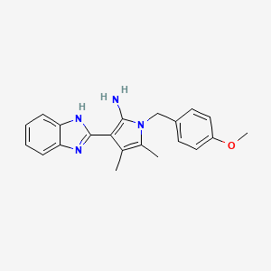 molecular formula C21H22N4O B2687530 3-(1H-benzimidazol-2-yl)-1-(4-methoxybenzyl)-4,5-dimethyl-1H-pyrrol-2-amine CAS No. 1352533-72-2