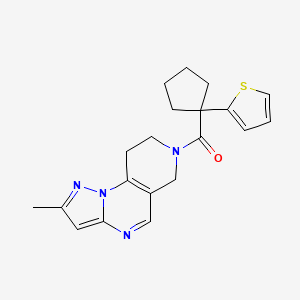 (2-methyl-8,9-dihydropyrazolo[1,5-a]pyrido[3,4-e]pyrimidin-7(6H)-yl)(1-(thiophen-2-yl)cyclopentyl)methanone