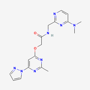 molecular formula C17H20N8O2 B2687537 N-((4-(dimethylamino)pyrimidin-2-yl)methyl)-2-((2-methyl-6-(1H-pyrazol-1-yl)pyrimidin-4-yl)oxy)acetamide CAS No. 1797224-03-3