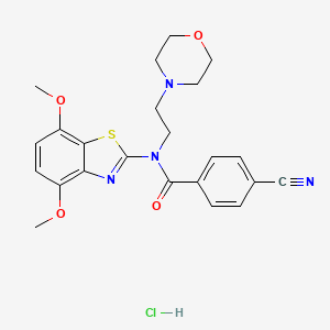 molecular formula C23H25ClN4O4S B2687545 4-氰基-N-(4,7-二甲氧基苯并[d]噻唑-2-基)-N-(2-吗啉基乙基)苯甲酰胺盐酸盐 CAS No. 1216443-52-5