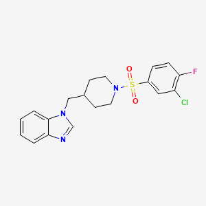 molecular formula C19H19ClFN3O2S B2687560 1-((1-((3-chloro-4-fluorophenyl)sulfonyl)piperidin-4-yl)methyl)-1H-benzo[d]imidazole CAS No. 1203081-95-1