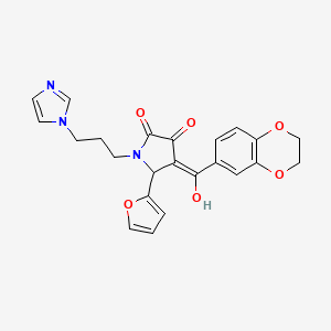 molecular formula C23H21N3O6 B2687571 1-(3-(1H-imidazol-1-yl)propyl)-4-(2,3-dihydrobenzo[b][1,4]dioxine-6-carbonyl)-5-(furan-2-yl)-3-hydroxy-1H-pyrrol-2(5H)-one CAS No. 618411-89-5