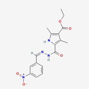 molecular formula C17H18N4O5 B2687581 乙酸2,4-二甲基-5-[[(Z)-(3-硝基苯基)甲亚氨基]羰基]-1H-吡咯-3-羧酸乙酯 CAS No. 865615-10-7