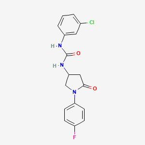 molecular formula C17H15ClFN3O2 B2687584 1-(3-Chlorophenyl)-3-[1-(4-fluorophenyl)-5-oxopyrrolidin-3-yl]urea CAS No. 894015-43-1