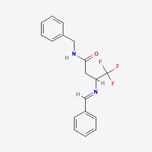molecular formula C18H17F3N2O B2687593 N-benzyl-3-(benzylideneamino)-4,4,4-trifluorobutanamide CAS No. 304458-45-5