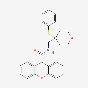 N-((4-(phenylthio)tetrahydro-2H-pyran-4-yl)methyl)-9H-xanthene-9-carboxamide