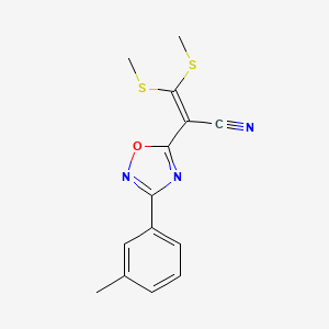molecular formula C14H13N3OS2 B2687618 3,3-Bis(methylthio)-2-(3-(m-tolyl)-1,2,4-oxadiazol-5-yl)acrylonitrile CAS No. 1188304-65-5