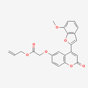 molecular formula C23H18O7 B2687627 烯丙基 2-((4-(7-甲氧基苯并呋喃-2-基)-2-氧代-2H-香豆素-6-基)氧基)乙酸酯 CAS No. 898415-88-8