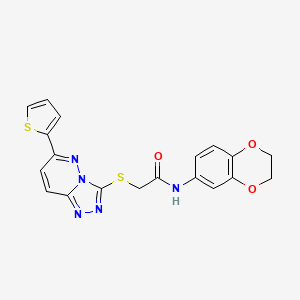 molecular formula C19H15N5O3S2 B2687632 N-(2,3-dihydro-1,4-benzodioxin-6-yl)-2-{[6-(2-thienyl)[1,2,4]triazolo[4,3-b]pyridazin-3-yl]thio}acetamide CAS No. 891101-19-2