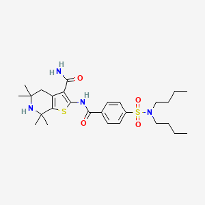 2-[[4-(Dibutylsulfamoyl)benzoyl]amino]-5,5,7,7-tetramethyl-4,6-dihydrothieno[2,3-c]pyridine-3-carboxamide