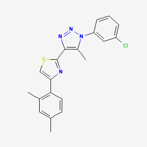 molecular formula C20H17ClN4S B2687647 2-(1-(3-chlorophenyl)-5-methyl-1H-1,2,3-triazol-4-yl)-4-(2,4-dimethylphenyl)thiazole CAS No. 1105239-46-0