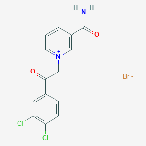molecular formula C14H11BrCl2N2O2 B2687649 3-(Aminocarbonyl)-1-[2-(3,4-dichlorophenyl)-2-oxoethyl]pyridinium CAS No. 1101781-96-7