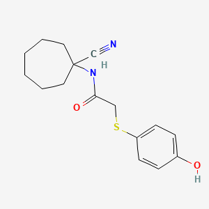 N-(1-cyanocycloheptyl)-2-[(4-hydroxyphenyl)sulfanyl]acetamide