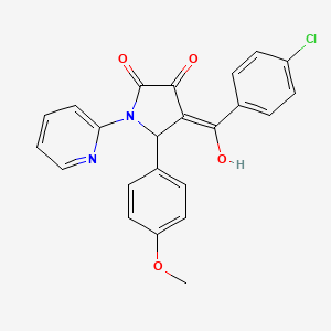 molecular formula C23H17ClN2O4 B2687679 4-(4-chlorobenzoyl)-3-hydroxy-5-(4-methoxyphenyl)-1-(pyridin-2-yl)-1H-pyrrol-2(5H)-one CAS No. 332022-47-6