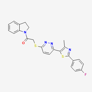 molecular formula C24H19FN4OS2 B2687681 1-(2,3-dihydro-1H-indol-1-yl)-2-({6-[2-(4-fluorophenyl)-4-methyl-1,3-thiazol-5-yl]pyridazin-3-yl}sulfanyl)ethan-1-one CAS No. 923172-86-5