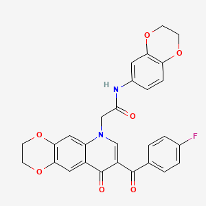 N-(2,3-dihydro-1,4-benzodioxin-6-yl)-2-[8-(4-fluorobenzoyl)-9-oxo-2,3-dihydro-[1,4]dioxino[2,3-g]quinolin-6-yl]acetamide