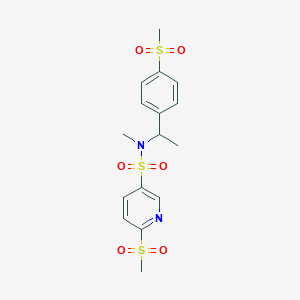 molecular formula C16H20N2O6S3 B2687689 6-methanesulfonyl-N-[1-(4-methanesulfonylphenyl)ethyl]-N-methylpyridine-3-sulfonamide CAS No. 1808689-11-3