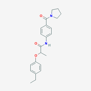 molecular formula C22H26N2O3 B268769 2-(4-ethylphenoxy)-N-[4-(1-pyrrolidinylcarbonyl)phenyl]propanamide 