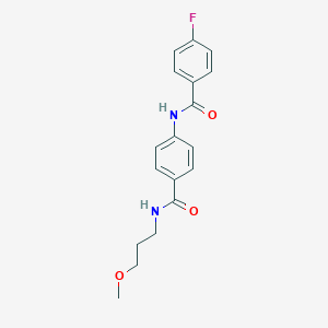 molecular formula C18H19FN2O3 B268770 4-fluoro-N-(4-{[(3-methoxypropyl)amino]carbonyl}phenyl)benzamide 