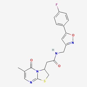 N-((5-(4-fluorophenyl)isoxazol-3-yl)methyl)-2-(6-methyl-5-oxo-3,5-dihydro-2H-thiazolo[3,2-a]pyrimidin-3-yl)acetamide