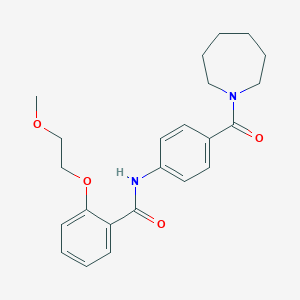 molecular formula C23H28N2O4 B268771 N-[4-(1-azepanylcarbonyl)phenyl]-2-(2-methoxyethoxy)benzamide 