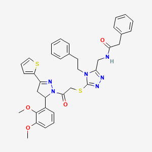 molecular formula C36H36N6O4S2 B2687714 N-((5-((2-(5-(2,3-二甲氧基苯基)-3-(噻吩-2-基)-4,5-二氢-1H-吡唑-1-基)-2-氧代乙基)硫)-4-苯乙基-4H-1,2,4-三唑-3-基甲基)-2-苯乙酰胺 CAS No. 361149-57-7