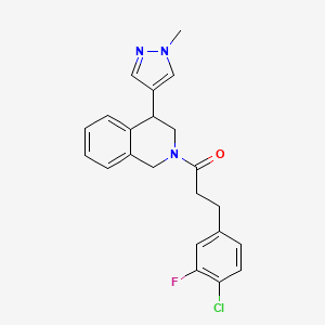 molecular formula C22H21ClFN3O B2687717 3-(4-chloro-3-fluorophenyl)-1-(4-(1-methyl-1H-pyrazol-4-yl)-3,4-dihydroisoquinolin-2(1H)-yl)propan-1-one CAS No. 2034523-67-4