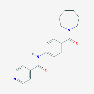 molecular formula C19H21N3O2 B268772 N-[4-(1-azepanylcarbonyl)phenyl]isonicotinamide 