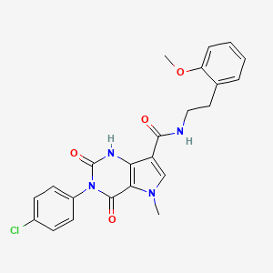 molecular formula C23H21ClN4O4 B2687722 3-(4-chlorophenyl)-N-(2-methoxyphenethyl)-5-methyl-2,4-dioxo-2,3,4,5-tetrahydro-1H-pyrrolo[3,2-d]pyrimidine-7-carboxamide CAS No. 921851-30-1
