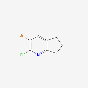 molecular formula C8H7BrClN B2687725 3-Bromo-2-chloro-6,7-dihydro-5H-cyclopenta[b]pyridine CAS No. 1508793-36-9