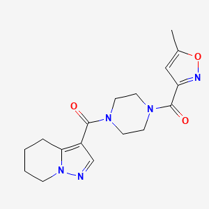 molecular formula C17H21N5O3 B2687727 (5-Methylisoxazol-3-yl)(4-(4,5,6,7-tetrahydropyrazolo[1,5-a]pyridine-3-carbonyl)piperazin-1-yl)methanone CAS No. 2034453-02-4