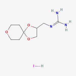 molecular formula C9H18IN3O3 B2687729 1-{1,4,8-Trioxaspiro[4.5]decan-2-ylmethyl}guanidine hydroiodide CAS No. 1461707-54-9