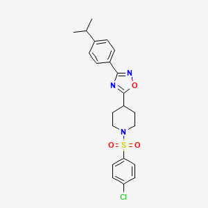 molecular formula C22H24ClN3O3S B2687731 1-[(4-Chlorophenyl)sulfonyl]-4-[3-(4-isopropylphenyl)-1,2,4-oxadiazol-5-yl]piperidine CAS No. 946293-27-2