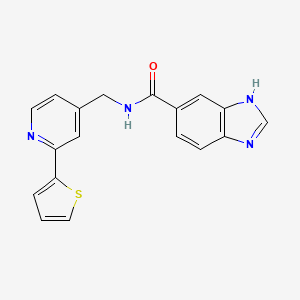 molecular formula C18H14N4OS B2687740 N-((2-(噻吩-2-基)吡啶-4-基)甲基)-1H-苯并[d]咪唑-5-甲酰胺 CAS No. 1903747-51-2