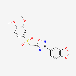 3-(2H-1,3-benzodioxol-5-yl)-5-[(3,4-dimethoxybenzenesulfonyl)methyl]-1,2,4-oxadiazole