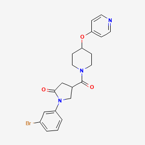 molecular formula C21H22BrN3O3 B2687743 1-(3-Bromophenyl)-4-(4-(pyridin-4-yloxy)piperidine-1-carbonyl)pyrrolidin-2-one CAS No. 2034576-18-4