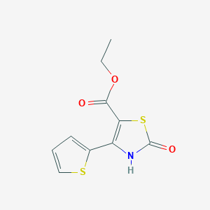 molecular formula C10H9NO3S2 B2687745 Ethyl 2-oxo-4-(thiophen-2-yl)-2,3-dihydrothiazole-5-carboxylate CAS No. 886504-71-8