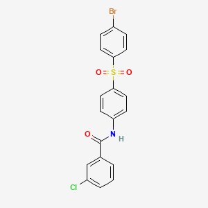 molecular formula C19H13BrClNO3S B2687746 N-{4-[(4-溴苯基)磺酰]苯基}-3-氯苯甲酰胺 CAS No. 339031-54-8