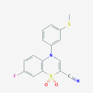 7-fluoro-4-(3-(methylthio)phenyl)-4H-benzo[b][1,4]thiazine-2-carbonitrile 1,1-dioxide