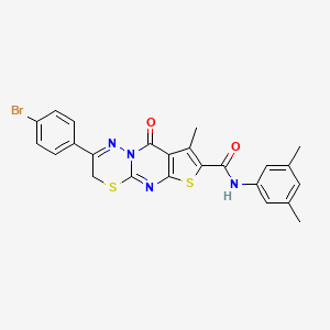 molecular formula C24H19BrN4O2S2 B2687788 2-(4-溴苯基)-N-(3,5-二甲基苯基)-8-甲基-9-氧代-3,9-二氢噻吩并[2',3':4,5]嘧啶并[2,1-b][1,3,4]噻二嗪-7-甲酰胺 CAS No. 866589-34-6
