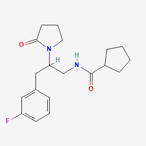 N-(3-(3-fluorophenyl)-2-(2-oxopyrrolidin-1-yl)propyl)cyclopentanecarboxamide